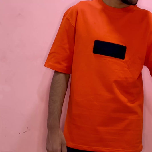 Deep orange Velcro T-shirt with patches