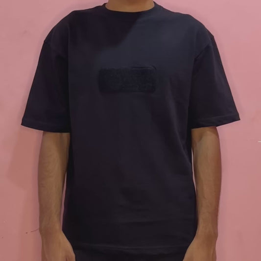 Black Velcro T-shirt with patches